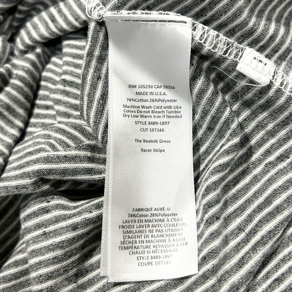 Current/Elliott The Beatnik Cotton Tee Dress in Racer Stripe Gray White L - Picture 7 of 7
